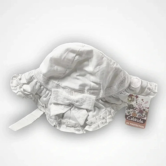 CaliKids White Cotton Sun  Hat - Picture 2 of 5